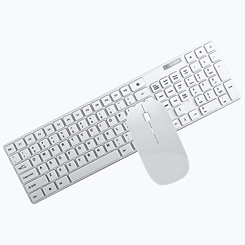 Preisvergleich Produktbild Wireless Keyboard und Maus Combo, ultradünne Mute Ergonomic Chocolate Keycaps Tastatur + Geräuschlose Cordless Gaming Mouse für PC-Desktop-Laptop (Farbe : Weiß)