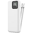 WIWU LED Display 22.5W 20000mAh Power Bank With Built-In Cable - White