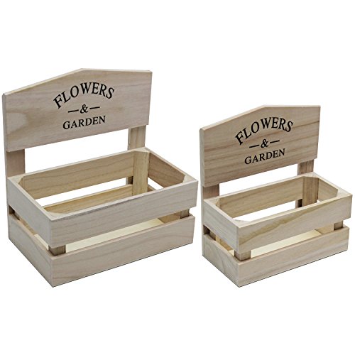 2tlg. Set Pflanzgefäß Pflanzkasten Flowers & Garden Holz H21/24cm Pflanzbehälter Kräutergarten Küchengarten - 7