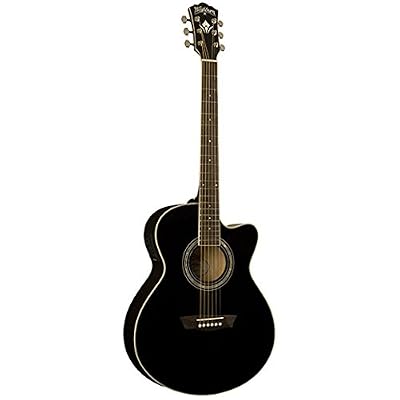 Washburn EA12B Guitare électro-acoustique Mini Jumbo Cutaway Noire