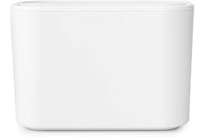 Brabantia - Mindset Kosz na Śmieci na Odpady Łazienkowe - Idealny na Małe Odpady - Zdejmowana Pokrywa Typu Swing - Łatwe Czyszczenie - Nierysujący - Odporny na Korozję - White - 8.5 x 15 x 10 cm