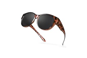 LVIOE Polarised Fitover Sunglasses for Women, Trendy Round Frame Wear Over Glasses with UV Protection