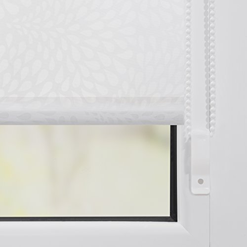 Lichtblick KRT.045.180.123 Rollo Klemmfix, ohne Bohren, blickdicht, Drops – Weiß Transparent 45 x 180 cm (B x L) - 5