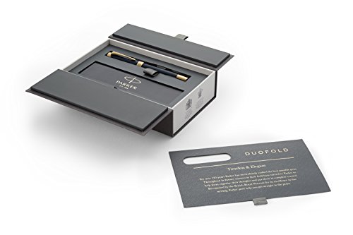 Parker Duofold Prestige Blue Chevron Rollerball Pen, Fine Tip, Black Ink