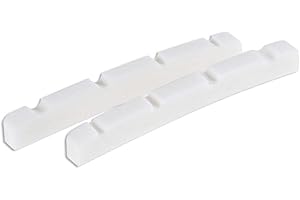 Musiclily 42mm Curved Bottom Slotted Bone Bass Nut for 4 String Precision Jazz Bass Guitar, 42x3.2x4.6/4.8/4.6mm (2 Pieces)