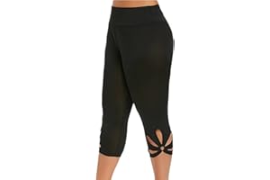 ORANDESIGNE Pantalon Capri Femme été Pantalon Stretch en Dentelle Maigre Taille Haute 3/4 Longueur Leggings Capri Leggings Courts Collants Souples Pantalons Décontractés évidés