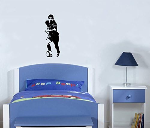 Lionel Messi Running with ball -s- Barcelona Football Player Wall Decal Sticker -- Made by ''STICKINGTOIT'' -- Great For Children's Bedroom / Nursery / Living Room - Picture Art ------ COLOURS AVAILABLE (If You require another colour please check the colour chart image and MESSAGE us straight away with your choice) (23 wide x 55 high, Red)