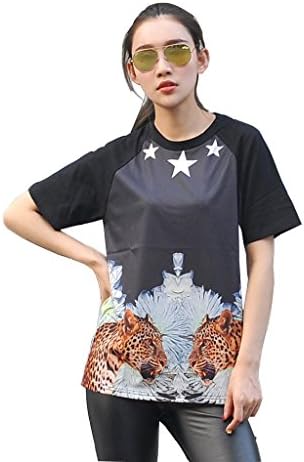 Pizoff Unisex Hip Hop Oversize Galaxy Cosmic Universe Illusion Pattern T-Shirts XK042-F-XXL