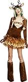 Fever, Damen Rentier Kostüm, Tutu-Kleid mit abnehmbaren Trägern, Jacke und Überstiefel, Größe: M, 33868