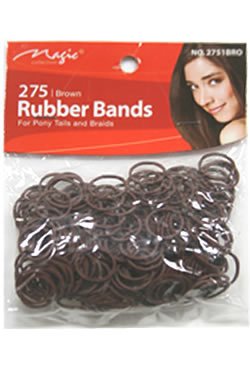 Magic Collection Elastic Rubber Bands Brown *For Pony Tails And Braids*Item no 2751 BRO