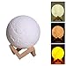 Price comparison product image Walmeck- 880ml Home Use LED Lunar Air Humidifier 3D Moon Lamp Diffuser Aroma Essential Oil USB Rechargeable Ultrasonic Mist Purifier
