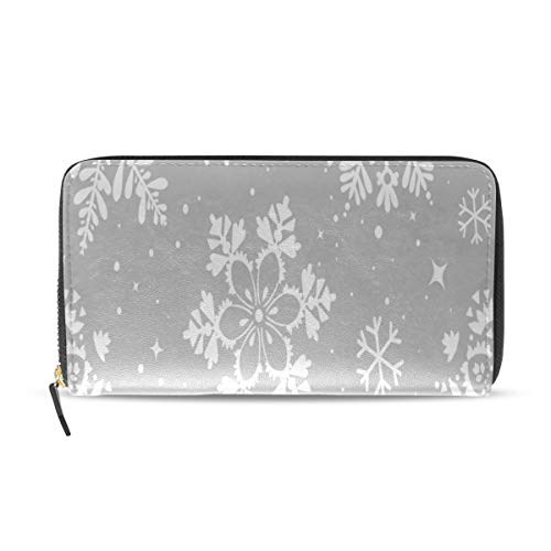 Preisvergleich Produktbild Enhusk Schneeflocke Leichte Weiße Lange Passport Clutch Geldbörsen Reißverschluss Brieftasche Fall Handtasche Geld Organizer Tasche Kreditkarteninhaber Für Dame Frauen Mädchen Männer Reisegeschenk