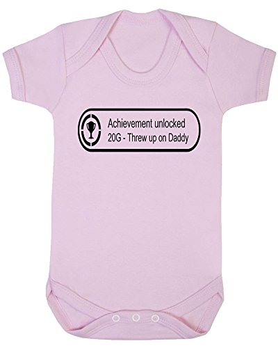 Xbox Achievement Unlocked - Threw Up On Daddy Baby Vest. (6-12 months, Pink Vest - Black Vinyl)