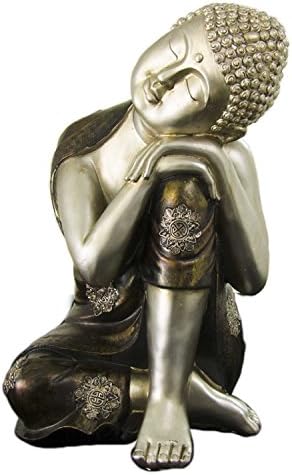 Resin Buddha Statue in Silver and Brown | Sleeping Buddha | Size: 23 x 22 x 38 cm | Portes Free