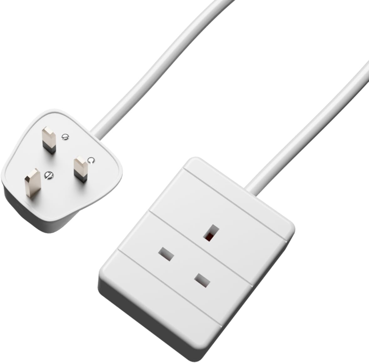 rhinocables UK Extension Socket Cable | 13A 1-Gang Lead for Reliable Mains Reach | BS1363/A Certified 230V Power Line for Monitors, Printers & AV Units, White (0.5m)