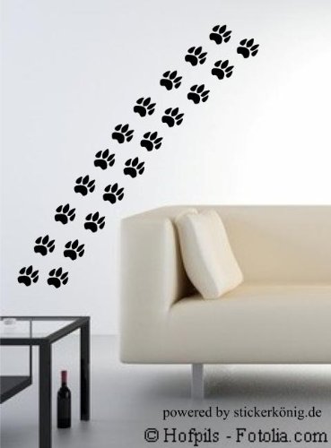 39 Pfoten 4x4cm - Wandaufkleber, Autoaufkleber Set, schwarz
