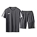 Produktbild BHYDRY Männer Casual Fitness schnell trocknend elastische Kurzarm Kurze Hosen Sportanzug(Large,Grau)