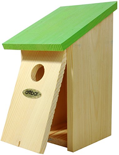 dobar 37022e Dekorativer Nistkasten mit Dach mit Öffnungsklappe zum Reinigen, hellgrün