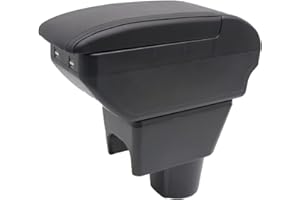 KAERGK Auto Armlehne für Renault Dacia Duster I 2010-2015 Doppelschicht Mittelkonsole Große Aufbewahrungsbox mit Becherhalter Zubehör Schwarz