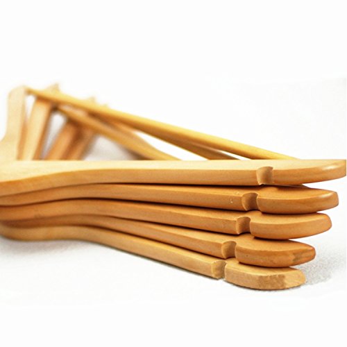 logei® 20 Stück Holz Kleiderbügel Holzbügel Garderobenbügel mit Hosenstange Rutschfest Natur gut Qualität - 3