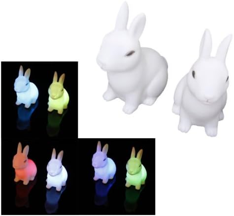YKS Color Changing Desk Bedroom Party Wedding Rabbit Shape Lamp LED Night Light Pack of 2