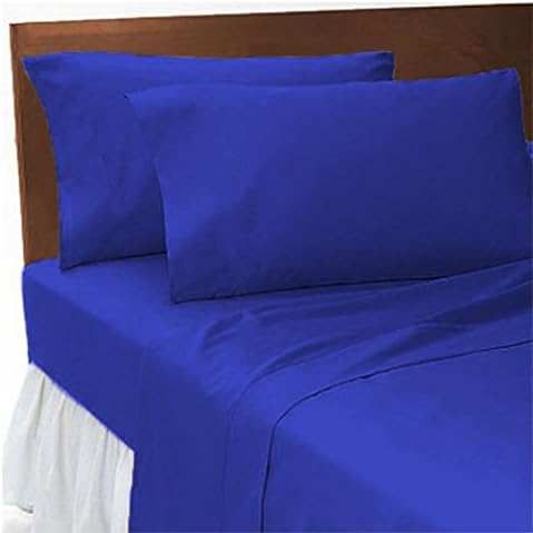 JUBILEEHOMEWARE Polycotton Plain Dyed Flat BED Sheet Single Double King Super King Sizes & Pillow Covers/cases (Single, Royal Blue)