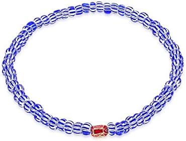 LUIS MORAIS Men's    14ct Yellow Gold Mini Faceted Blue and White Beads Bracelet of Length 19.05-28.8cm