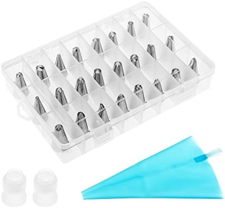 SUNZEALLY 24 PCS Cake Piping Icing Nozzles Tips Kit Set for Cakes Cupcakes Decorating Cookies Pastry Making Tools