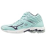  Mizuno Wave Lightning Z5 Mid, Zapatillas de Voleibol para Mujer, Light/Astral Aura/Blue Turquoise 28, 38 EU