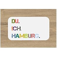 Frühstücksbrettchen Brettchen DU. ICH. HAMBURG. Schneidebrett 23 x 14 cm bunt Geschenkidee Geburtstag Einzug