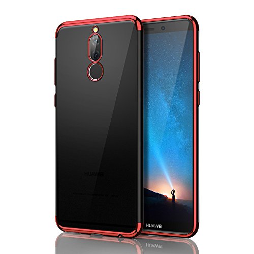BLUGUL Funda Huawei Mate 10 Lite, Electroplating Coloring, Ultra Fina, Transparente Suave TPU Silicona Cover Claro Case para Mate 10 Lite Rojo