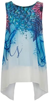 Million X Girls Top Blue Flower 16 yrs/176 cm (Brand Size: 176), Sky Blue
