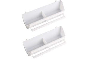 IANULUS White Bird Food Bowl, 2 Pieces Plastic Bird Food Bowl, Pet Bird Food Bowl, Food Bowl in Bird Cage with Compartment, Bird Perch Shelf for Parrot, Canary, Sparrow