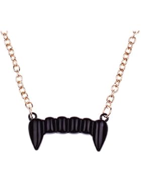 WAA Vampirkette Dracula Gebiss – 40cm lange Halskatte – Vampirgebiss Kette Draculakette Gebisskette Halloween...