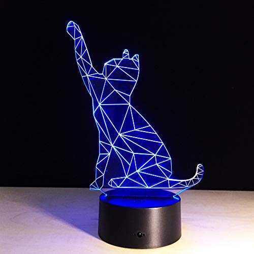 Preisvergleich Produktbild 3D Lampe Nachttischlampe Nachtlicht Geometrische Katze Schreibtisch Tischlampe fürs Kind Kinderzimmer LED Lampe Wohnzimmer Schlafzimmerdekoration,Touch switch