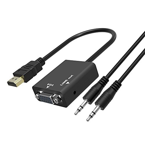 Tikitaka HDMI auf VGA Adapter + 3,5 mm AUX Audio Kabel HDTV Video Konverter Adapter für PC Laptop Xbox Digital Kamera AC107