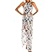 Produktbild Mallorma® Damen Sommer Print Boho lange Maxi Abend Party Strand Blumenkleid Böhmisches Halfter High-Closing Design Blumenkleid (S, weiß) (weiß, S)