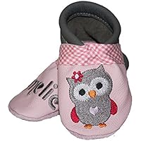 Jessica Pahnke Designs- Krabbelschuhe mit Namen , Babyschuhe , Hausschuhe, Motive, - weiche Sohle , Lauflernschuhe - EULE , Girls , HANDMADE in Deutschland