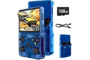 Febotak R36S Retro Handheld Game Console, 128GB Retro Gaming Console with 30+ Mainstream Emulators, 40,000+ Classic Games, Open Source Linux System, 3500mah Battery (blue)