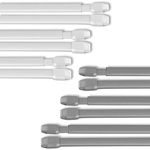Vitragestangen ausziehbar mit Schraubhaken oder Selbstklebehaken, Gardinenstange Vorhangstange, Auswahl: weiß – perlweiß in 80 – 120 cm + + 4 Selbstklebehaken - 2