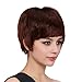 Bigood Inclined bang Fluffy Sexy Temperament Short wig Light brown 22cm