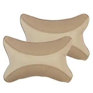 Allextreme EXNP003 PU Leather Car Neck Rest Pillows Headrest Cushions Set for all Cars Travel Seat (2 PCS)