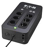 Power: 700 VA / 420 Watt Eaton 3S UPS 700VA - 3S700DIN - Sistema de alimentación ininterrumpida SAI - 6 salidas tipo DIN - Off-Line - negro