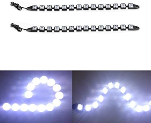AZQKJ 2PCS Waterproof Flexible Car 14LED 8000k-8500k Super Bright LED DRL Daytime Running Light Driving Daylight Fog Light(White)