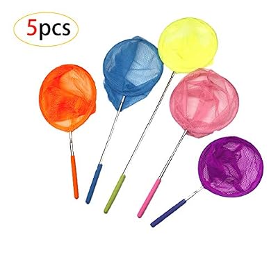 CAILI Filet à Papillon,Epuisette Pêche,Enfants Extensible Filet de Pêche Papillon Bug Insect Net Filet de Papillon,Parfait pour Attraper Les Insectes Petits Poissons（5pcs 5 Couleurs）