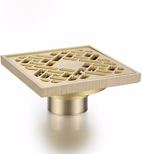 HGTYU-All copper wiredrawing floor drain large displacement square floor drain antique bathroom bathroom cover piece odor proof floor drain