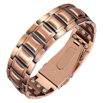 Jeracol Copper Magnetic Bracelet For Men, Men's Copper Bracelet With 3x Ultra Strength Magnets(3800 Gauss Each), Unique Folding Clasp Wristband Brazaletes With Adjustment Tool And Jewelry Gift Box