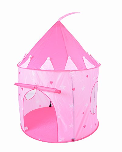 PuregadgetsÂ© Exclusive 2016 Pink Crown Fairy Princess Tale Castle Pop
Up Children's Tent with Windows and Roll Up Door Pink Girls Indoor or
Outdoor Use Girls Pink Toy Play Tent / Playhouse / Den