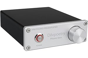 AOSHIDA Dilvpoetry Phono Box MM Phono préampli pour Platine Vinyle préamplificateur Audio phonographe préampli Phono amplificateur Mini amp(Argent)