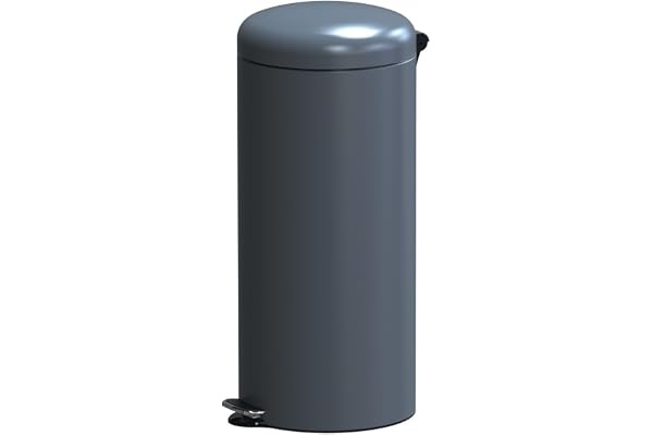 KITCHEN MOVE Poubelle de cuisine à pédale basique chic cylindrique 30L URBAN Gris mat en acier inox avec seau